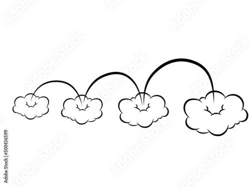 Comic style jumpelement. Jump cloud isolated on white background.
