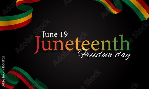 Juneteenth Freedom Day. June 19 African American Liberation Day. Black, red and green. 2022. Vector