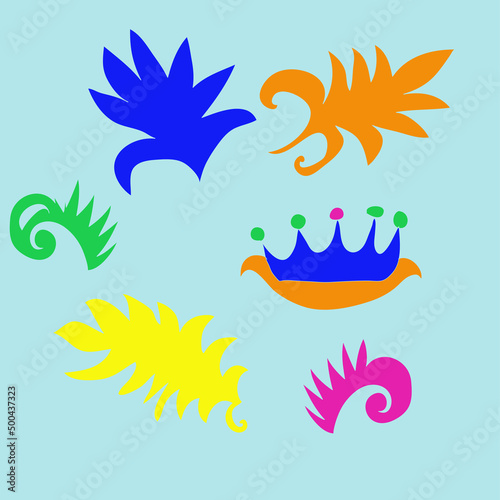 Stylized colored floral motif . Hand drawn.