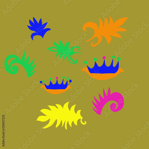 Stylized colored floral motif . Hand drawn.