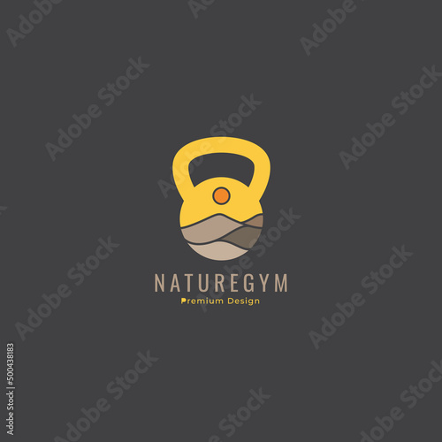 gym barbel logo design vector graphic icon symbol illustration