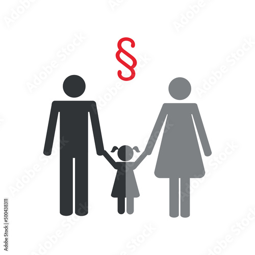 custody and dispute in the case of separation with a child pictogram info graphic