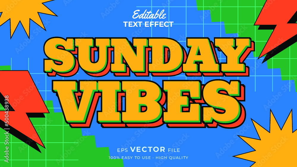 Editable text style effect - summer retro old school cartoon text in groovy style theme Editable text style effect - summer retro old school cartoon text in groovy style theme