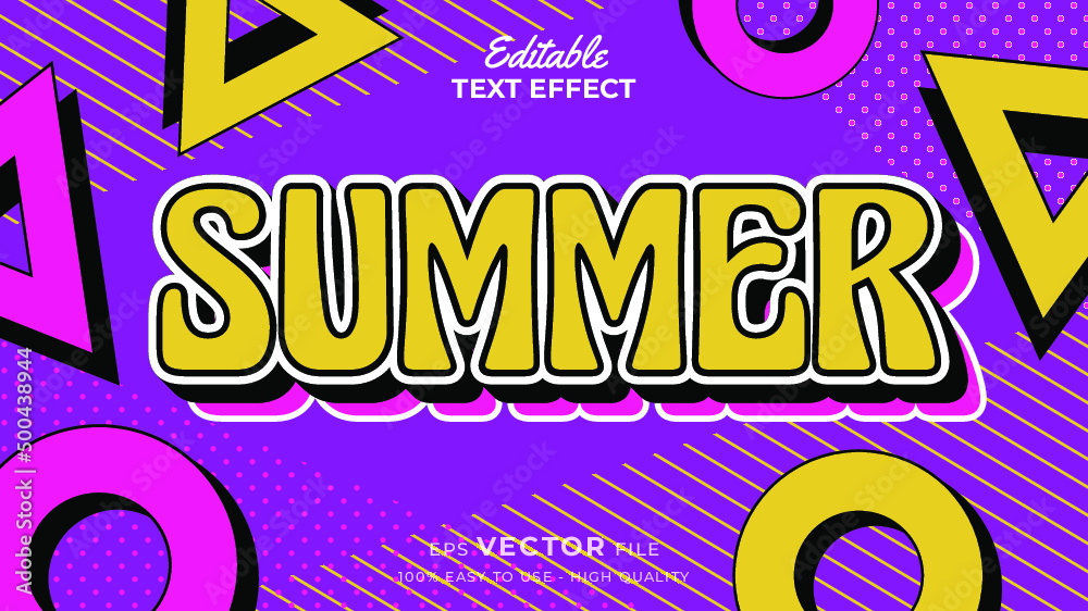Fototapeta premium Editable text style effect - summer retro old school cartoon text in groovy style theme