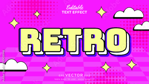 Editable text style effect - summer retro old school cartoon text in groovy style theme