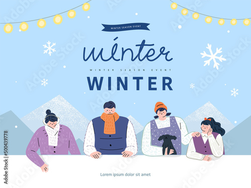 Winter shopping event illustration. Banner. Pop-up
