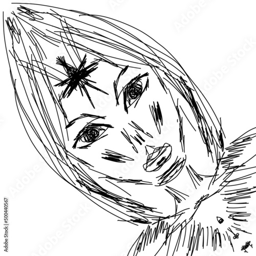 Dark nun, occultism, freehand drawing, vector. Abstract. Avant-garde art. Modern. Contemporary trendy art illustration