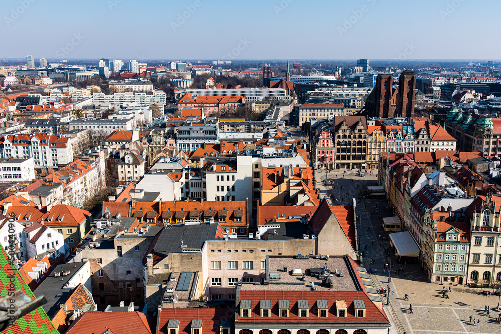View of Wroclaw center, Poland on sunny day