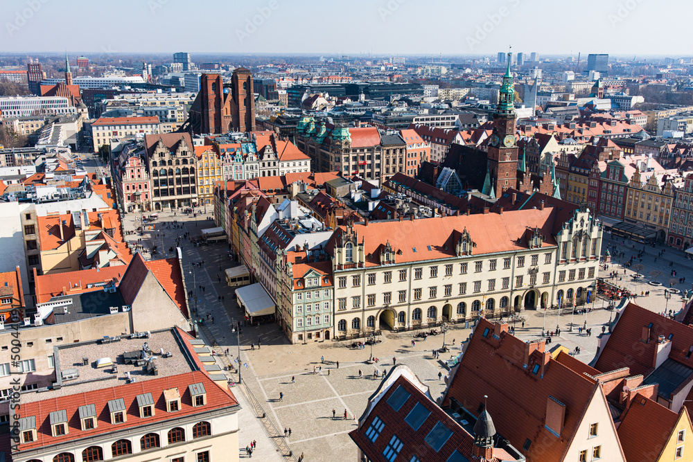 Obraz premium View of Wroclaw center, Poland on sunny day