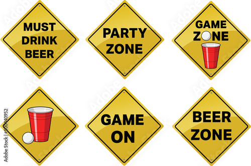 Various party and game street signs