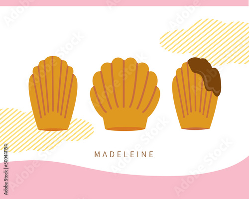 French classic traditional dessert madeleine material set photo