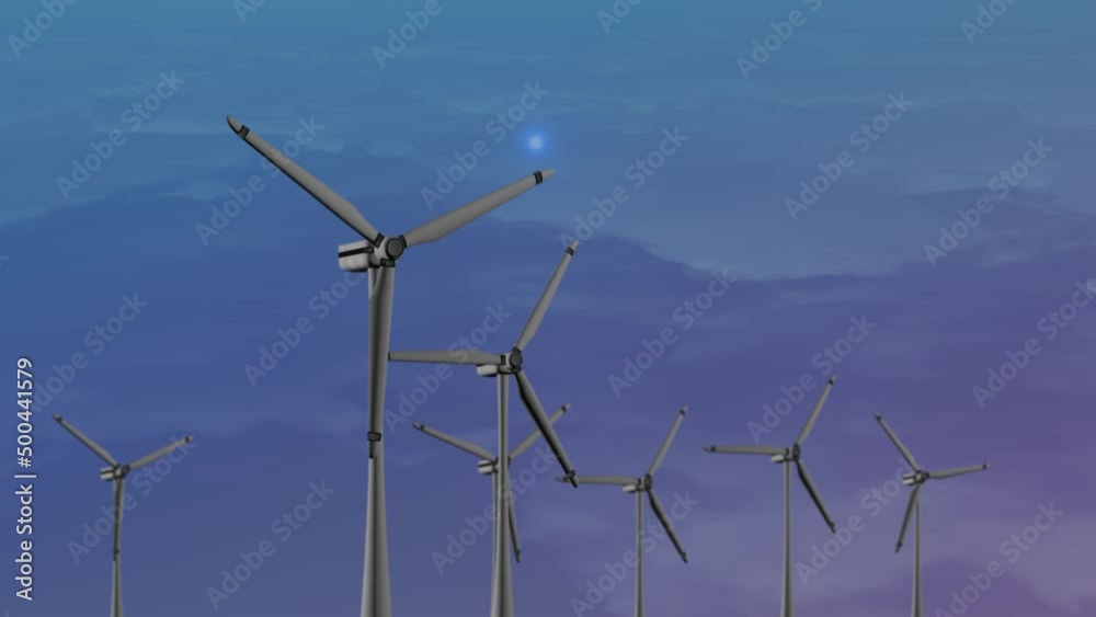 Vidéo Stock Wind turbine farm, windmill farm propellers rotating in