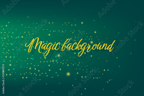 Green magic background with shine effect. Trendy color in 2022. Vector illustration.