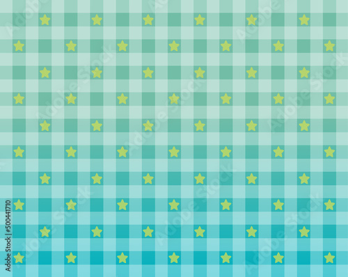 Seamless plaid pattern with green gradient stars