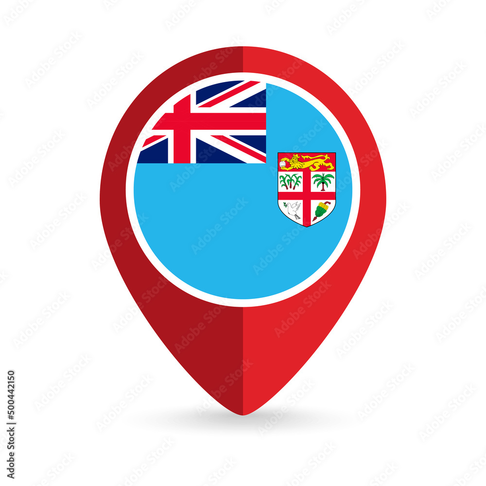 Map pointer with contry Fiji. Fiji flag. Vector illustration. Map pointer with contry Fiji. Fiji flag. Vector illustration.