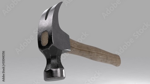 3d illustration. A beautiful view of hammer toll on a gray gradient background.