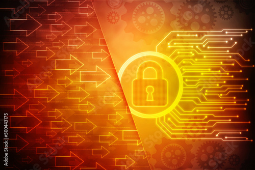 2d illustration Safety concept: Closed Padlock on digital background
