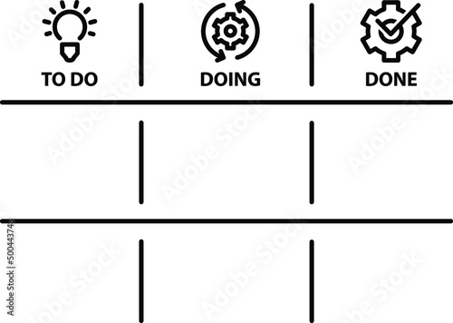 To Do, Doing, Done, Kanban board, vector icon