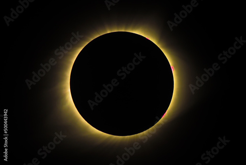 2018 Total Solar Eclipse with sun flares viewed