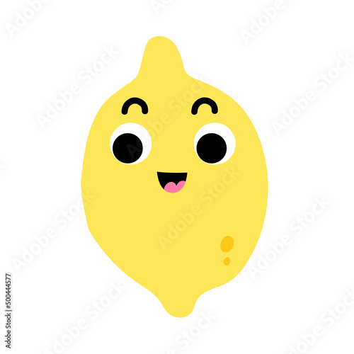 Cute vector smiling sleeping yellow lemon citrus cartoon doodle funny adorable character hand drawn in childish cartoon style. 