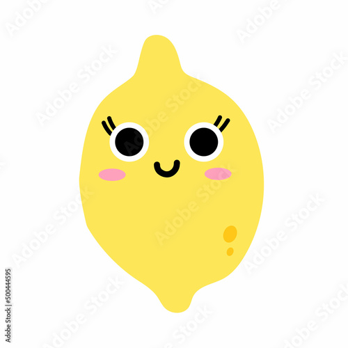 Cute vector smiling sleeping yellow lemon citrus cartoon doodle funny adorable character hand drawn in childish cartoon style. 