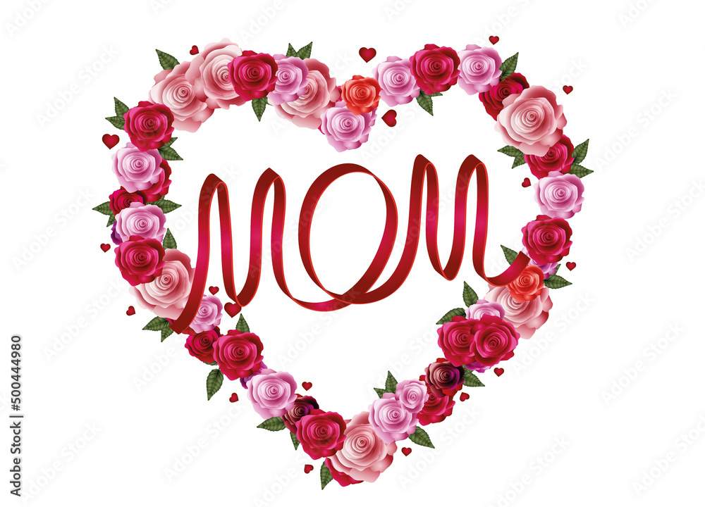 Muttertags Herz aus roten Rosen für Mutti