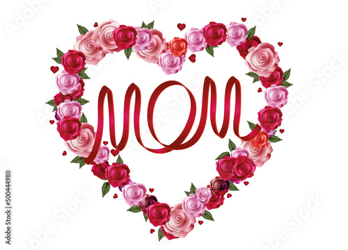 Muttertags Herz aus roten Rosen für Mutti photo