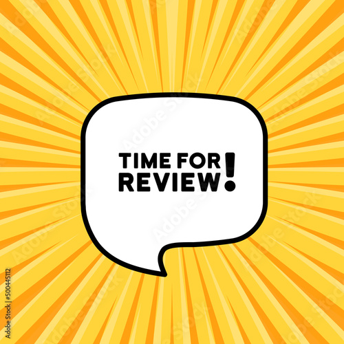 Speech bubble with time for review text. Boom retro comic style. Pop art style. Vector line icon for Business and Advertising
