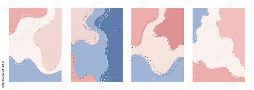 Backgrounds for social media stories. Abstract vector with organic shapes. Illustration in pastel colors. Templates for advertising and text. Banner, poster, card, advertising