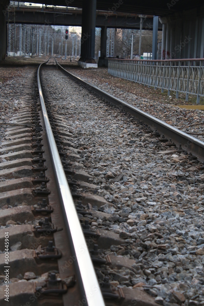 Railway track. View of the rails.