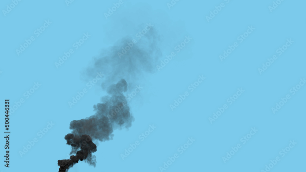 black heavy pollute smoke exhaust from fuel oil power plant, isolated - industrial 3D illustration black heavy pollute smoke exhaust from fuel oil power plant, isolated - industrial 3D illustration