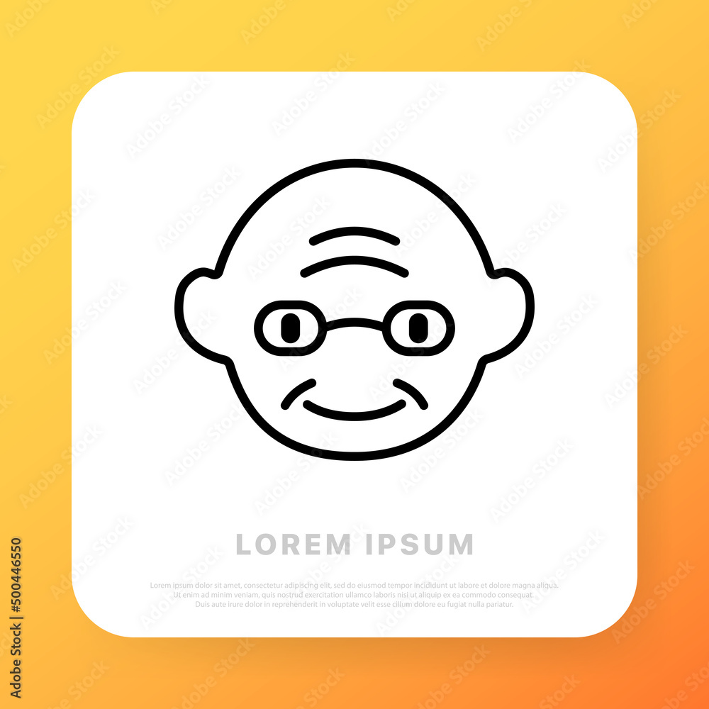 Old man icon. Gaffer, greybeard, creaker, grandpa, grandad. Icon style. Vector line icon for Business and Advertising