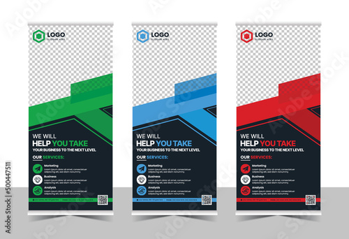 Corporate rollup banner, advertisement, pull up and display banner  template for your Corporate business, company, and restaurant with 3 color
