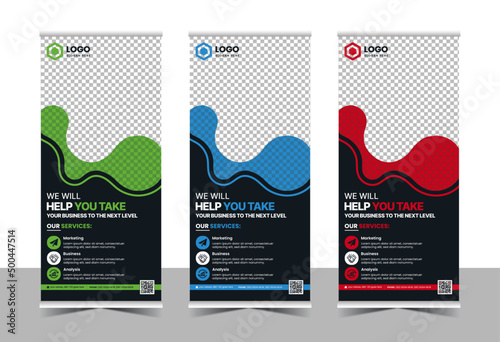 Corporate rollup banner, advertisement, pull up and display banner  template for your Corporate business, company, and restaurant with 3 color
