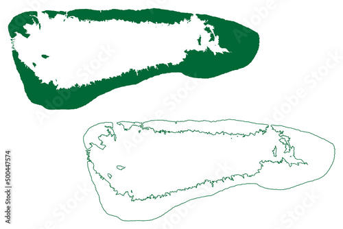 Aldabra island (Republic of Seychelles, Indian Ocean, Outer Islands, Aldabra Group) map vector illustration, scribble sketch Aldabra, Picard, Polymnie, Malabar, Grande Terre, Michael map