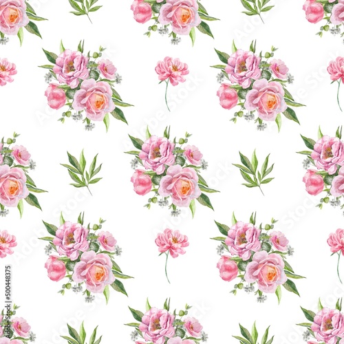 seamless pattern with pink flowers © MariiaMart