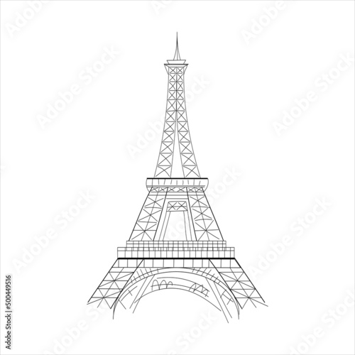 Fototapeta Naklejka Na Ścianę i Meble -  Eiffel Tower Line Art Vector. Isolated on White background
