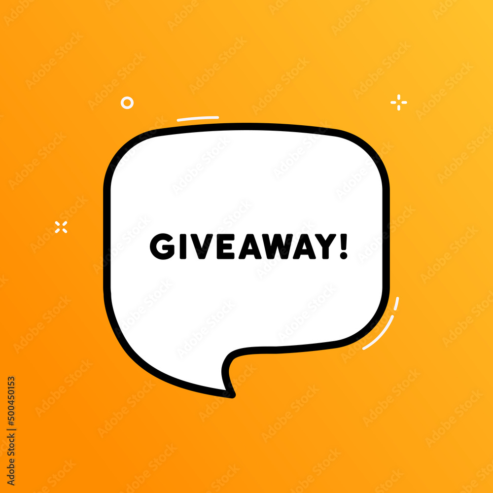 Speech bubble with giveaway text. Boom retro comic style. Pop art style. Vector line icon for Business and Advertising