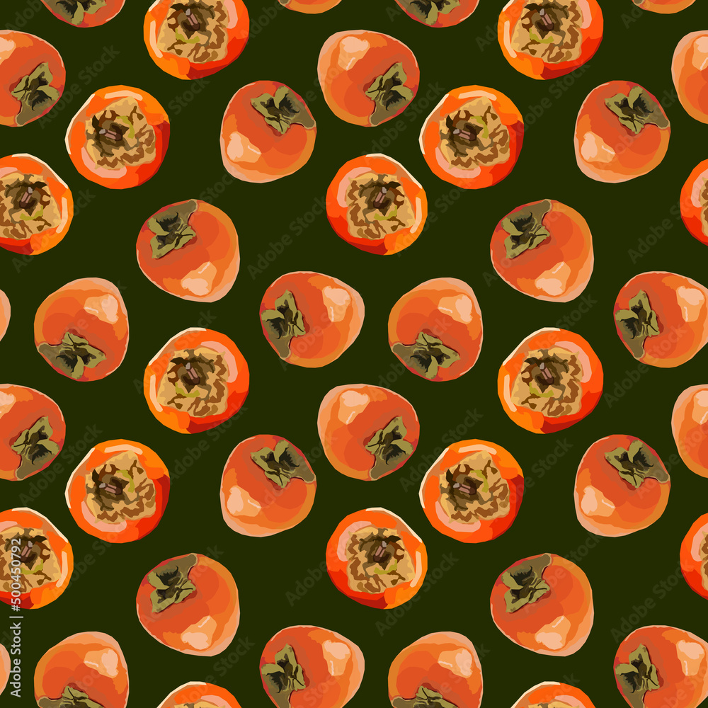 Persimmon fruit seamless pattern Persimmon fruit seamless pattern
