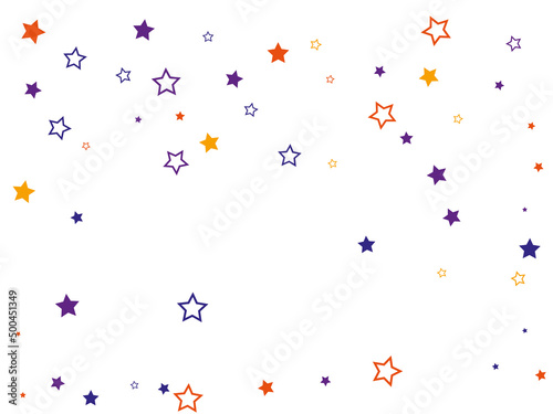 Multi-colored stars are scattered on a white background.