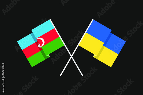 Flags of European and Asian countries Ukraine and the Republic of Azerbaijan in national colors. Help and support from friendly countries. Flat minimal graphic design.
