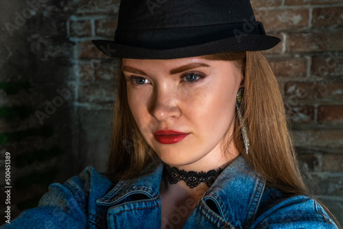 portrait of girl in black hat