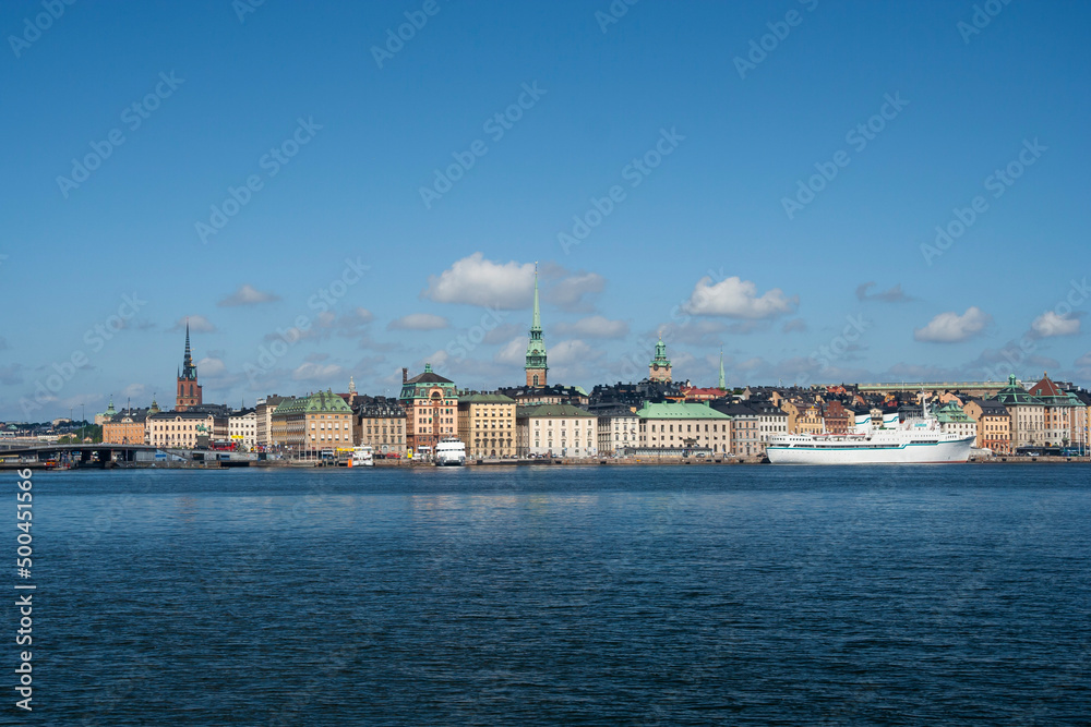 Sweden - Stockholm - Waterfront panorama of Gamla Stan (old city) from Malaren lake