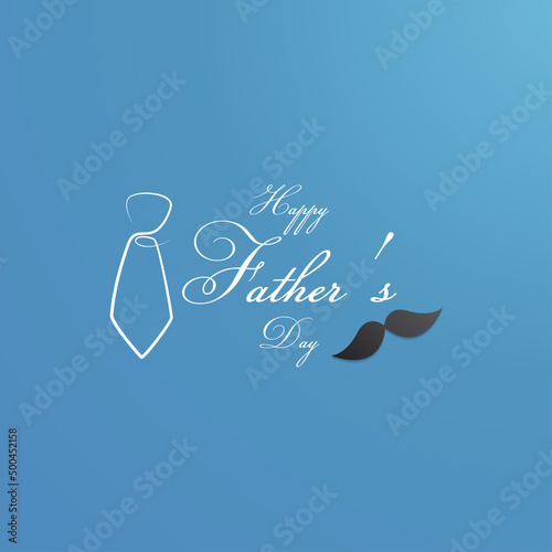 Happy fathers day greeting card with a line drawing of tie and mustache