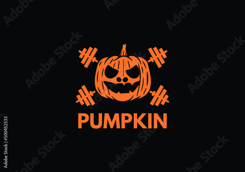 cross barbell and halloween illustrations vector logo for gym and fitness club.