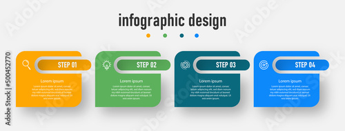 Business infographics template. timeline with 4 steps, options. can be used for workflow diagram, info chart, web design. vector illustration