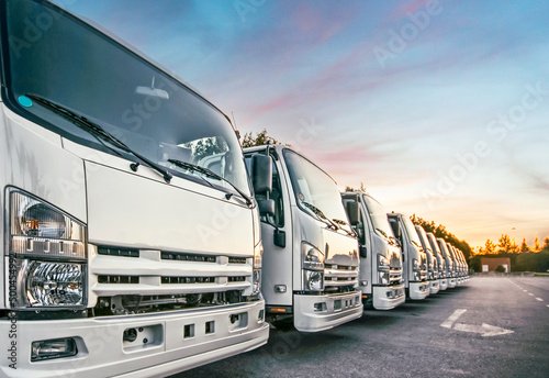 Delivery Trucks fleet in a row