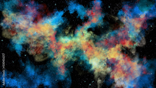 Abstract background - a multicolored cosmic nebula on a black background. © Олеся Голубенко