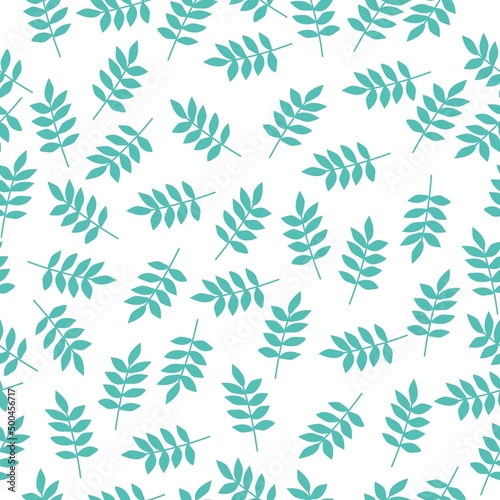 Seamless vintage pattern. Blue plants leaves. White background. vector texture. fashionable print for textiles, wallpaper and packaging. © Алена Шенбель