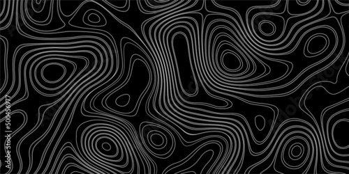Abstract background with Topographic line map pattern. Contour elevation topographic and textured Background of geographic grid . Topographical style lines pattern. Abstract Light contours on black . © Sajjad